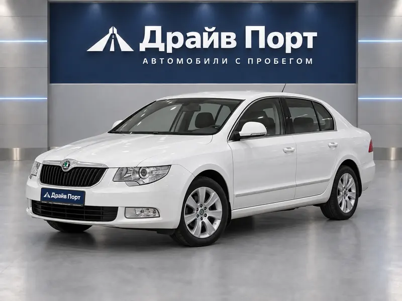 Skoda Superb 2011 — с пробегом, седан, белый, вид спереди