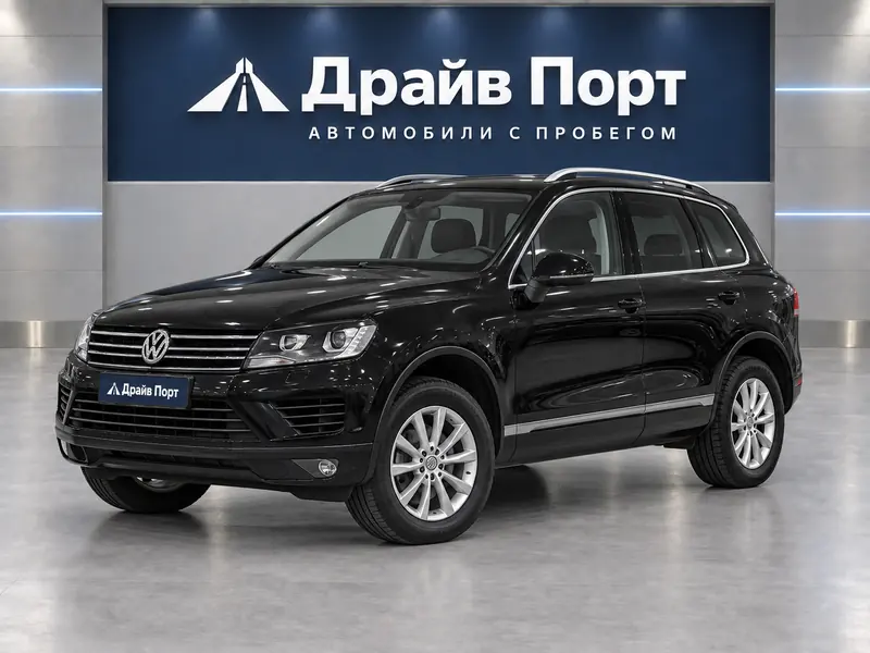 Volkswagen Touareg 2015 — с пробегом, внедорожник, черный, вид спереди