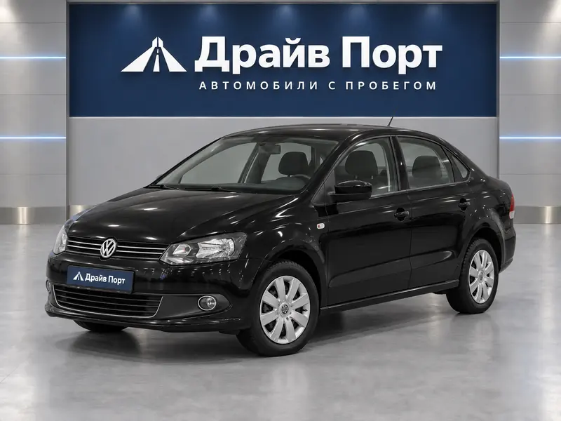 Volkswagen Polo 2012 — с пробегом, седан, черный, вид спереди