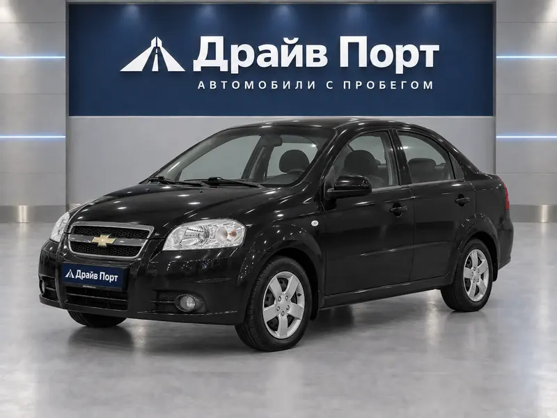 Chevrolet Aveo 2008 — с пробегом, седан, черный, вид спереди