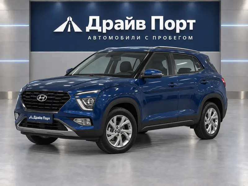 Hyundai Creta 2022 — с пробегом, внедорожник, синий, вид спереди
