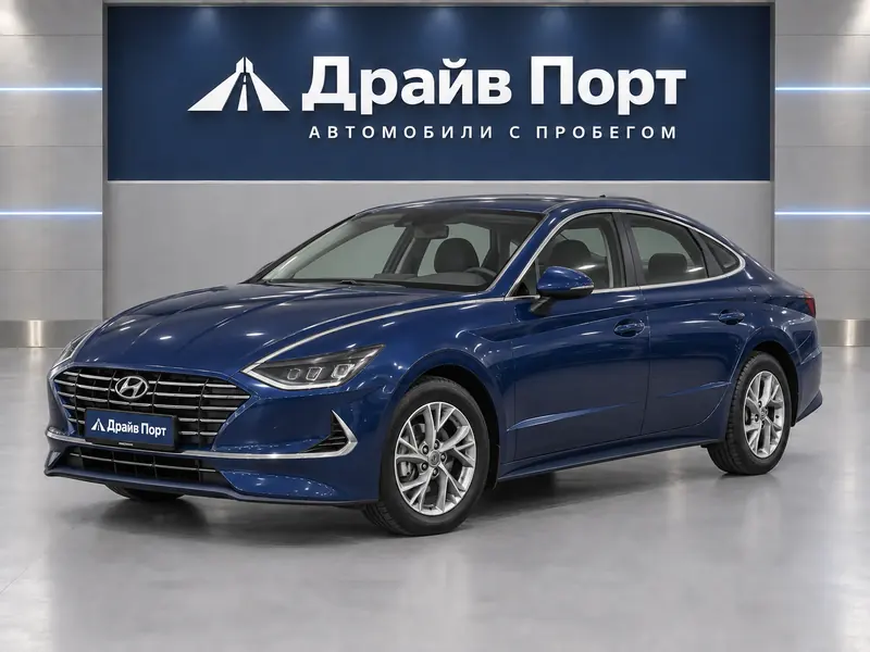 Hyundai Sonata 2019 — с пробегом, седан, синий, вид спереди