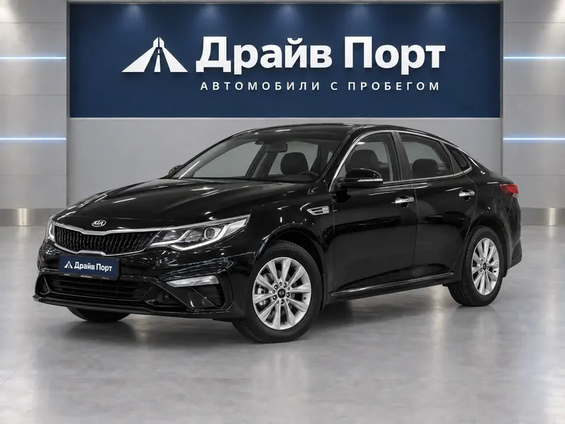 Kia Optima 2019 — с пробегом, седан, черный, вид спереди