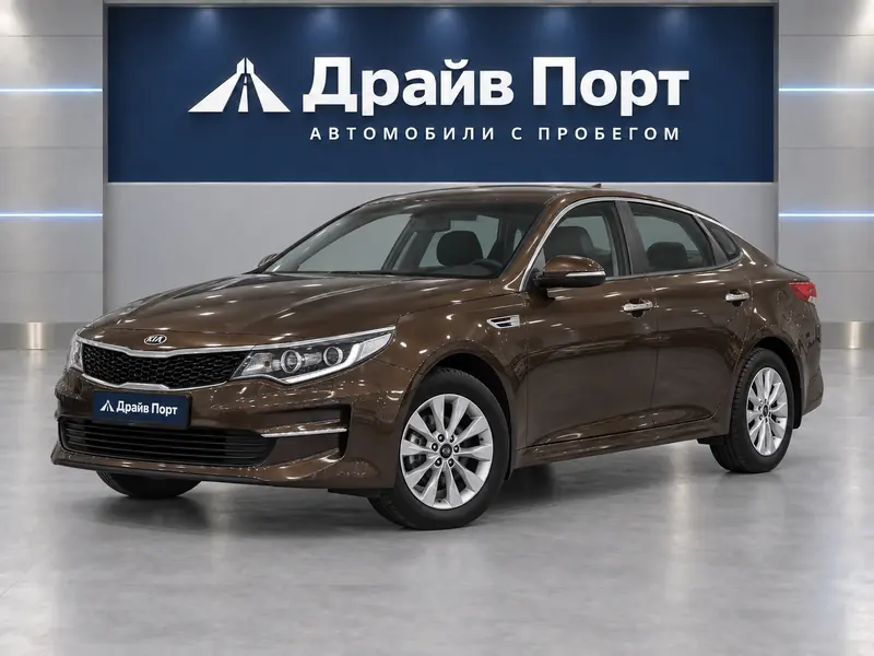 Kia Optima 2016 — с пробегом, седан, коричневый, вид спереди