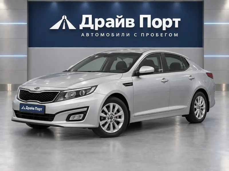 Kia Optima 2015 — с пробегом, седан, серебристый, вид спереди
