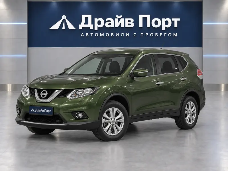 Nissan X-Trail 2015 — с пробегом, внедорожник, зеленый, вид спереди