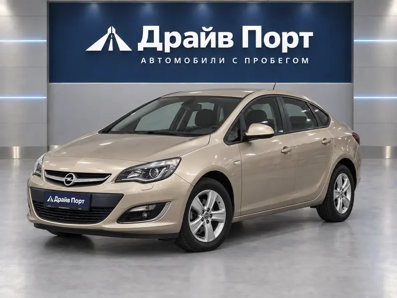 Opel Astra 2013 — с пробегом, седан, бежевый металлик, вид спереди
