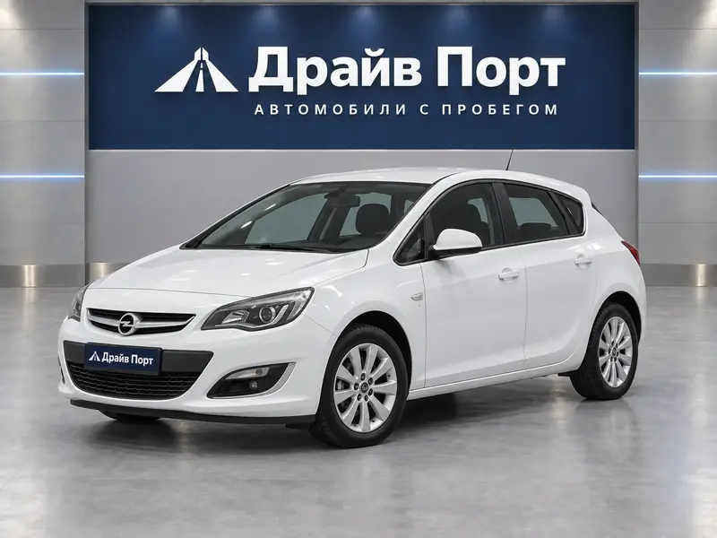 Opel Astra 2013 — с пробегом, хэтчбек, белый, вид спереди