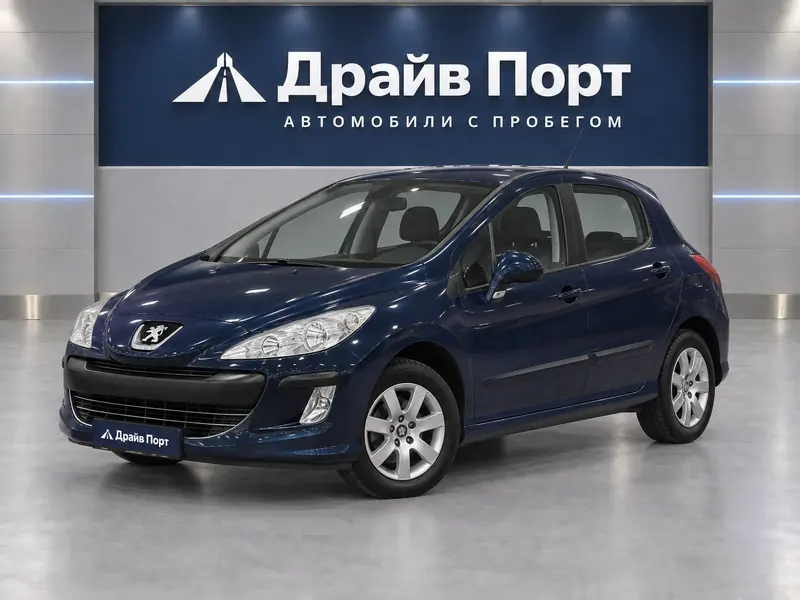 Peugeot 308 2008 — с пробегом, хэтчбек, темно-синий, вид спереди