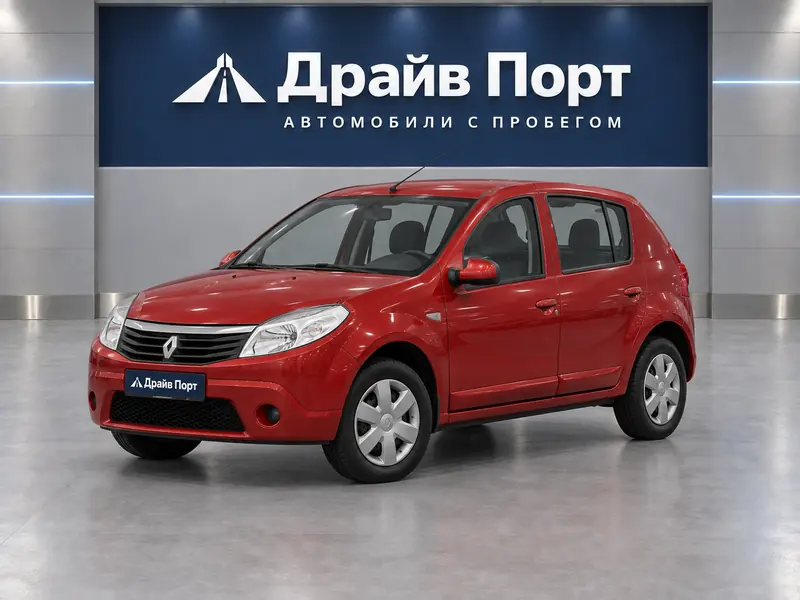 Renault Sandero 2012 — с пробегом, хэтчбек, красный, вид спереди