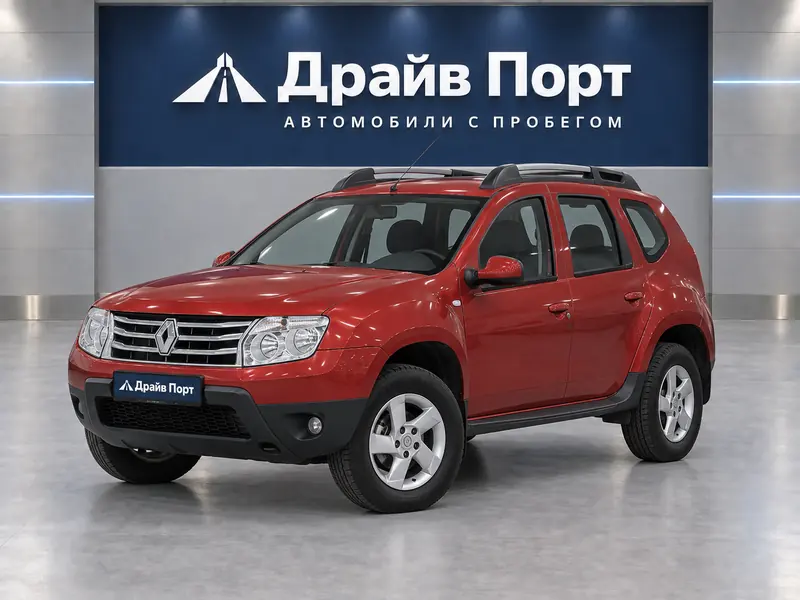 Renault Duster 2014 — с пробегом, внедорожник, красный, вид спереди