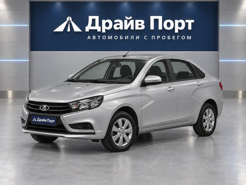 Lada Vesta 2018 — с пробегом, седан, серебристый, вид спереди