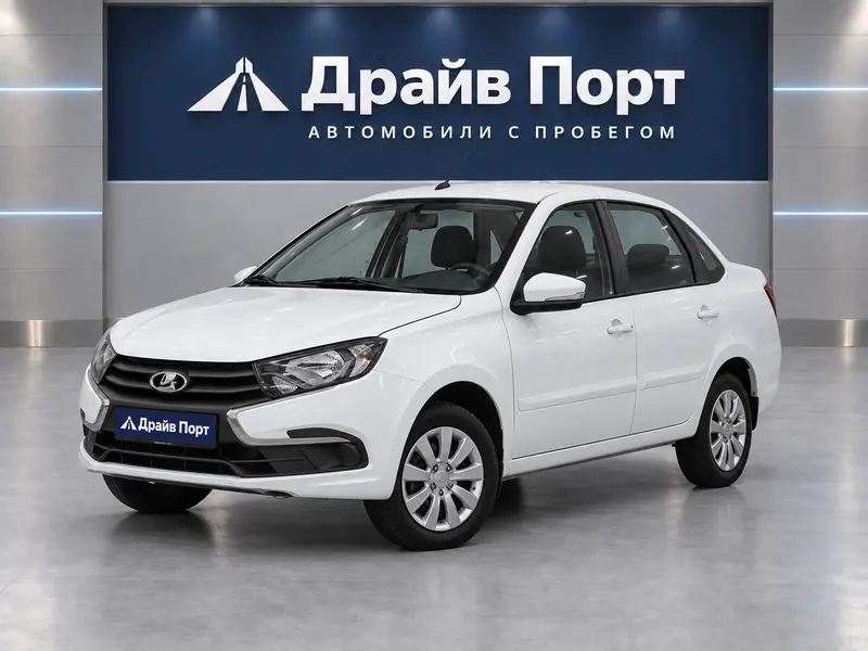 Lada Granta 2024 — с пробегом, седан, белый, вид спереди